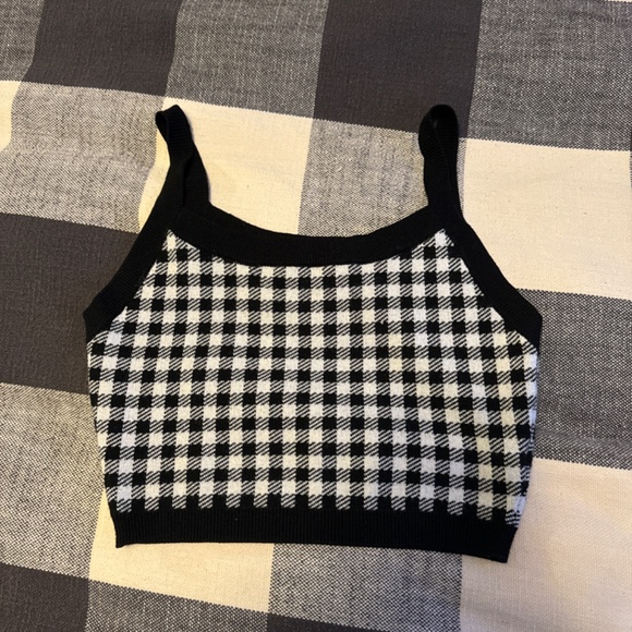 FOREVER 21 - Black and White Plaid Set of Cami and Shirt - Picture 3 of 6